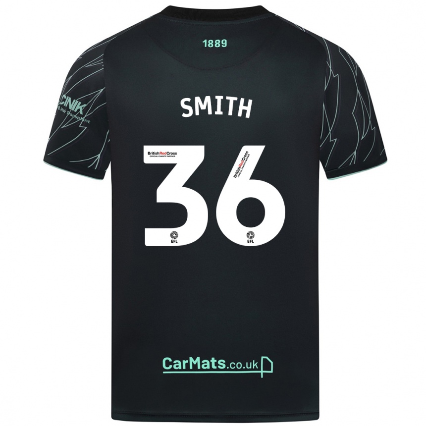 Kids Football Joshua Smith #36 Black Green Away Jersey 2024/25 T-Shirt Nz