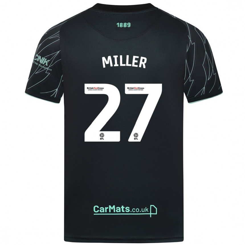 Kids Football Lara Miller #27 Black Green Away Jersey 2024/25 T-Shirt Nz