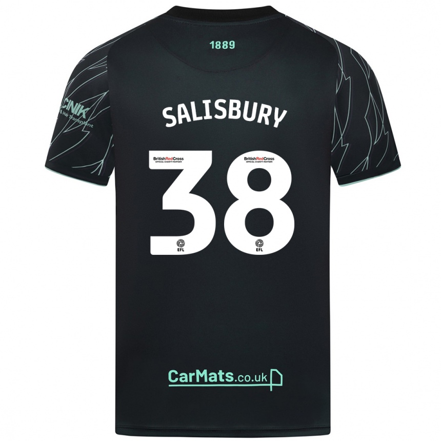 Kids Football Chloe Salisbury #38 Black Green Away Jersey 2024/25 T-Shirt Nz