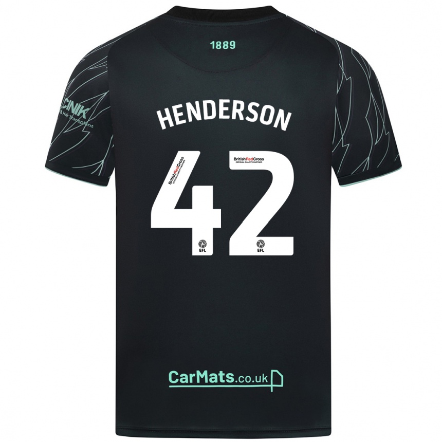 Kids Football Peyton Henderson #42 Black Green Away Jersey 2024/25 T-Shirt Nz