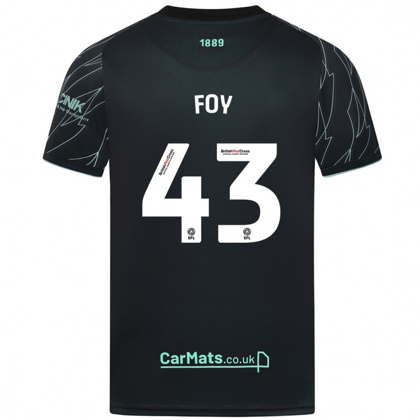 Kids Football Gus Foy #43 Black Green Away Jersey 2024/25 T-Shirt Nz