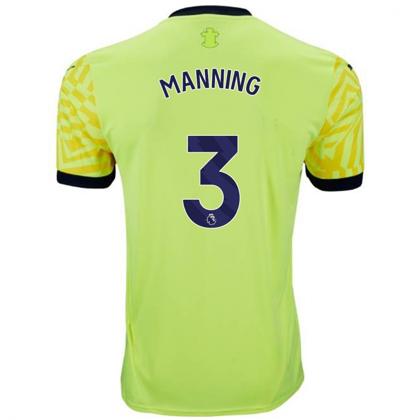 Kids Football Ryan Manning #3 Yellow Away Jersey 2024/25 T-Shirt Nz