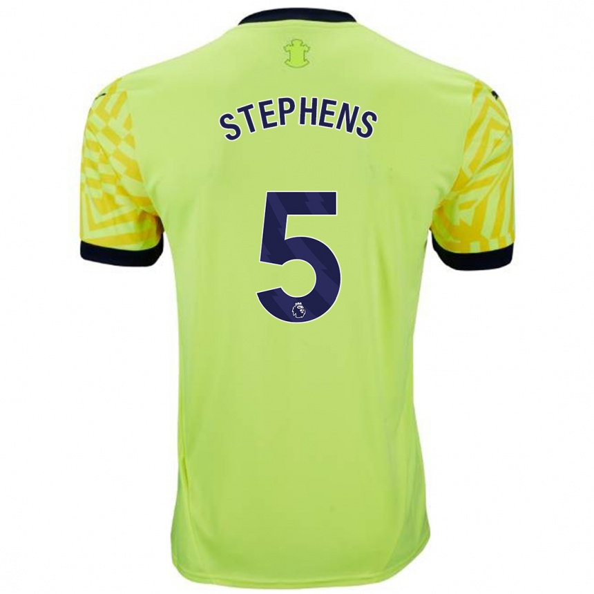 Kids Football Jack Stephens #5 Yellow Away Jersey 2024/25 T-Shirt Nz