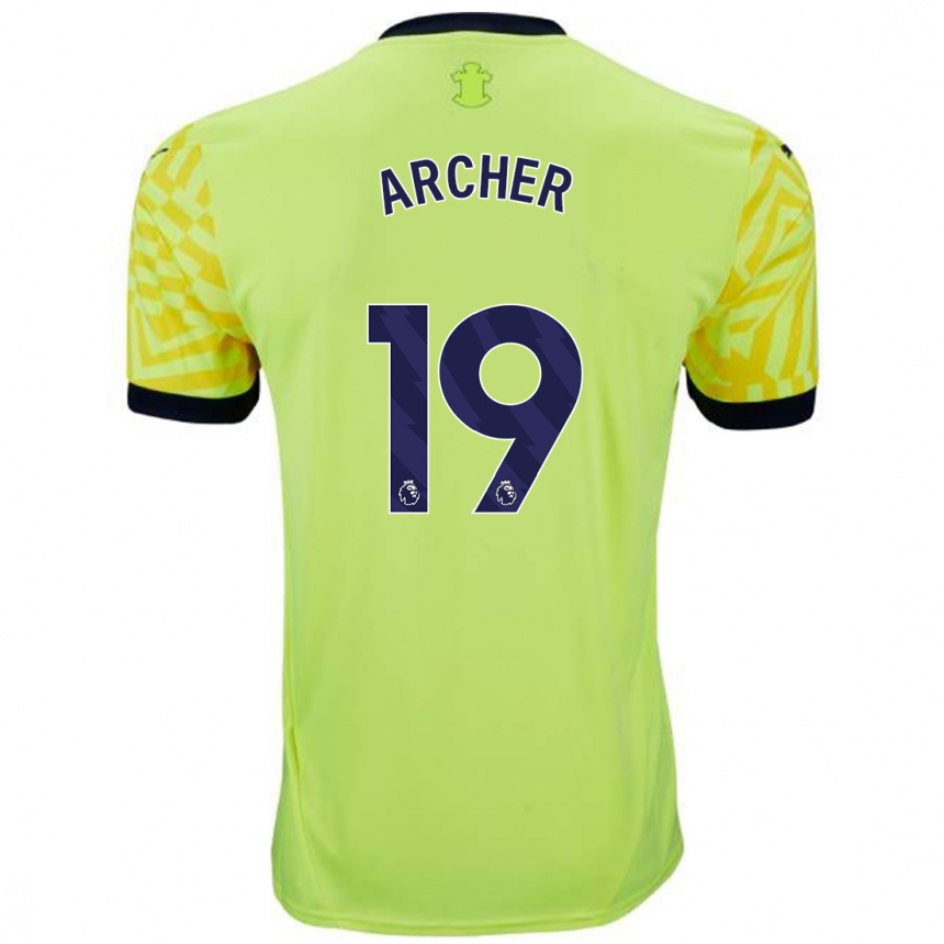 Kids Football Cameron Archer #19 Yellow Away Jersey 2024/25 T-Shirt Nz