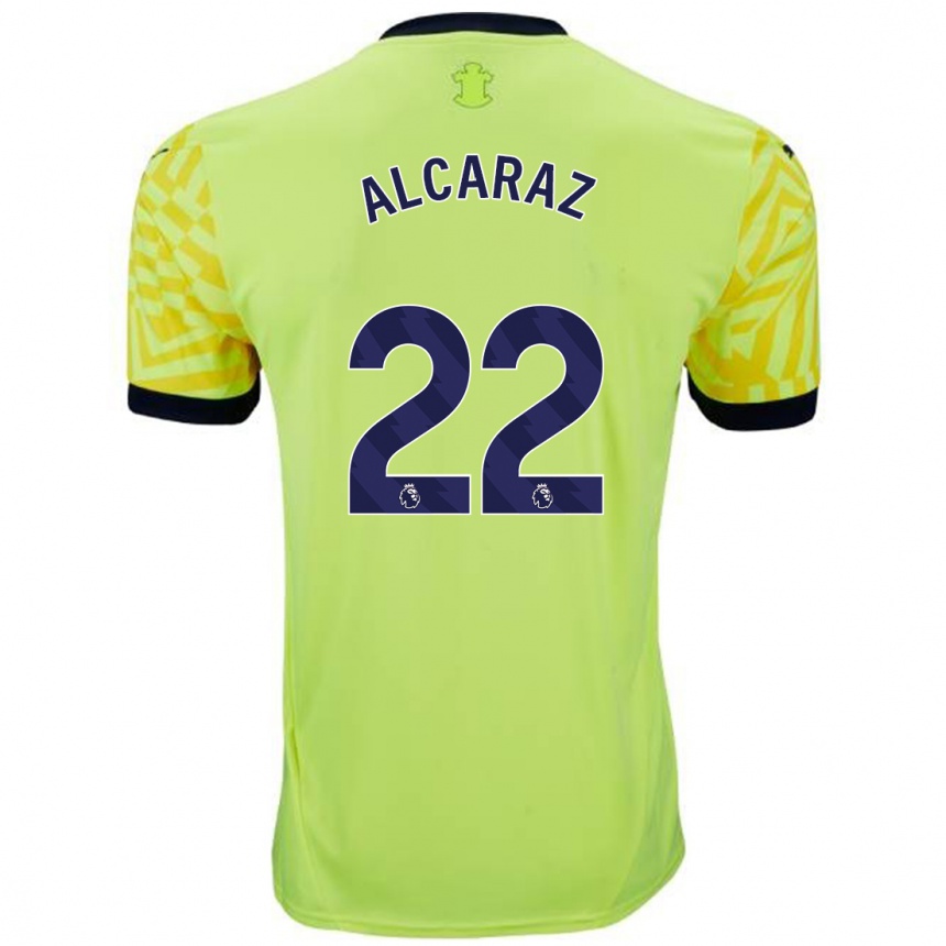 Kids Football Carlos Alcaraz #22 Yellow Away Jersey 2024/25 T-Shirt Nz