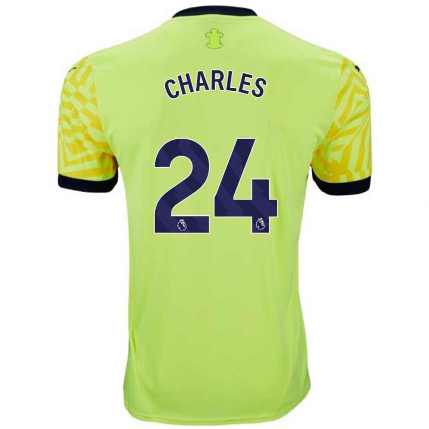 Kids Football Shea Charles #24 Yellow Away Jersey 2024/25 T-Shirt Nz