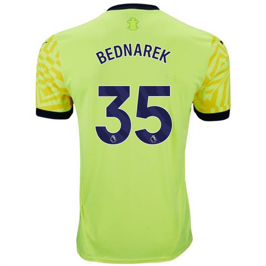 Kids Football Jan Bednarek #35 Yellow Away Jersey 2024/25 T-Shirt Nz