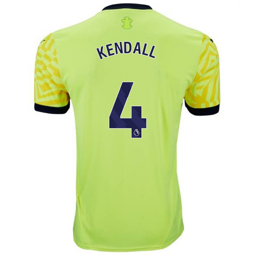 Kids Football Lucia Kendall #4 Yellow Away Jersey 2024/25 T-Shirt Nz