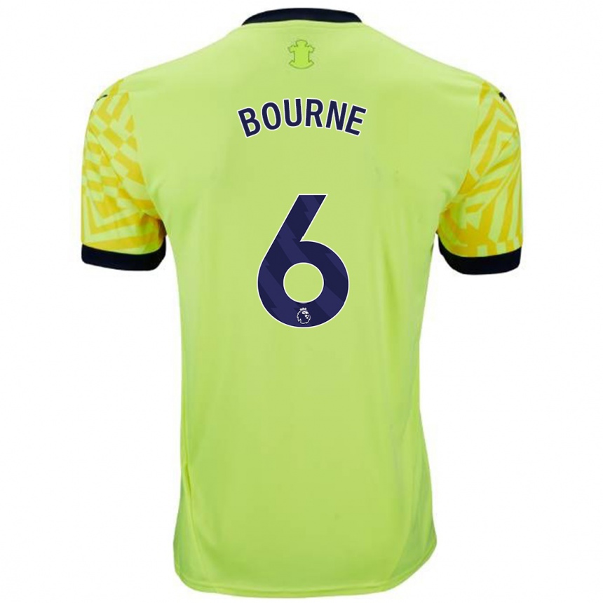 Kids Football Tara Bourne #6 Yellow Away Jersey 2024/25 T-Shirt Nz