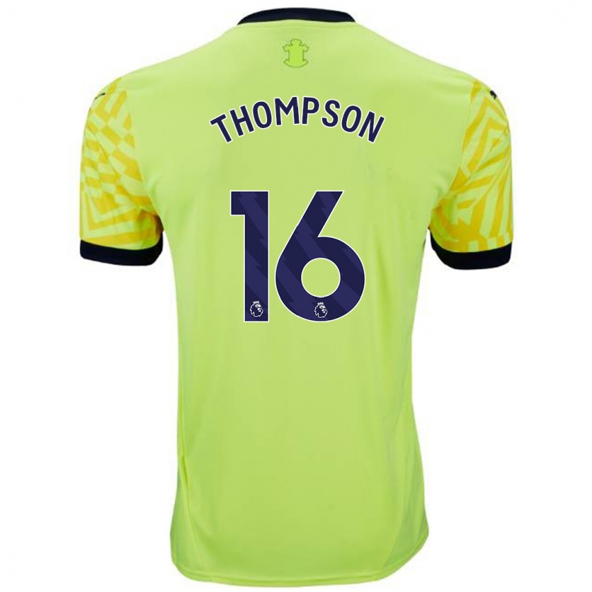 Kids Football Emma Thompson #16 Yellow Away Jersey 2024/25 T-Shirt Nz