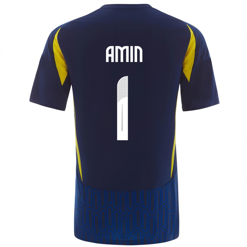 Kids Football Amin Al-Bukhari #1 Blue Yellow Away Jersey 2024/25 T-Shirt Nz