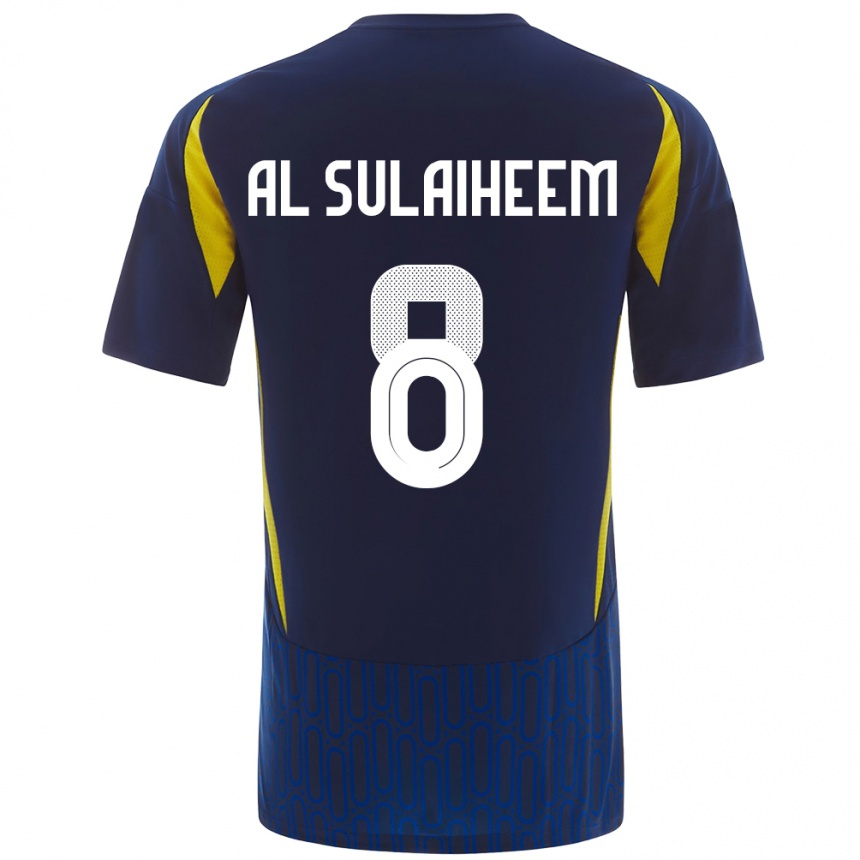 Kids Football Abdulmajeed Al-Sulayhim #8 Blue Yellow Away Jersey 2024/25 T-Shirt Nz