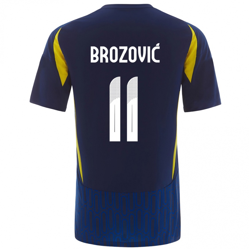 Kids Football Marcelo Brozovic #11 Blue Yellow Away Jersey 2024/25 T-Shirt Nz