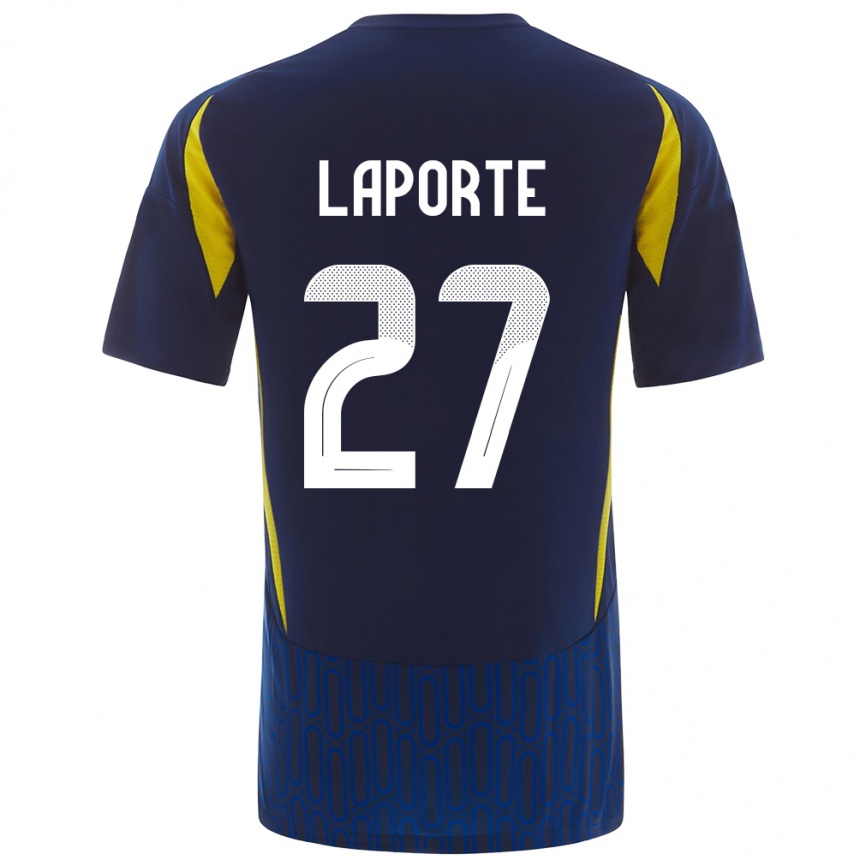 Kids Football Aymeric Laporte #27 Blue Yellow Away Jersey 2024/25 T-Shirt Nz