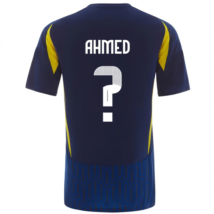 Kids Football Al Anood Ahmed #0 Blue Yellow Away Jersey 2024/25 T-Shirt Nz