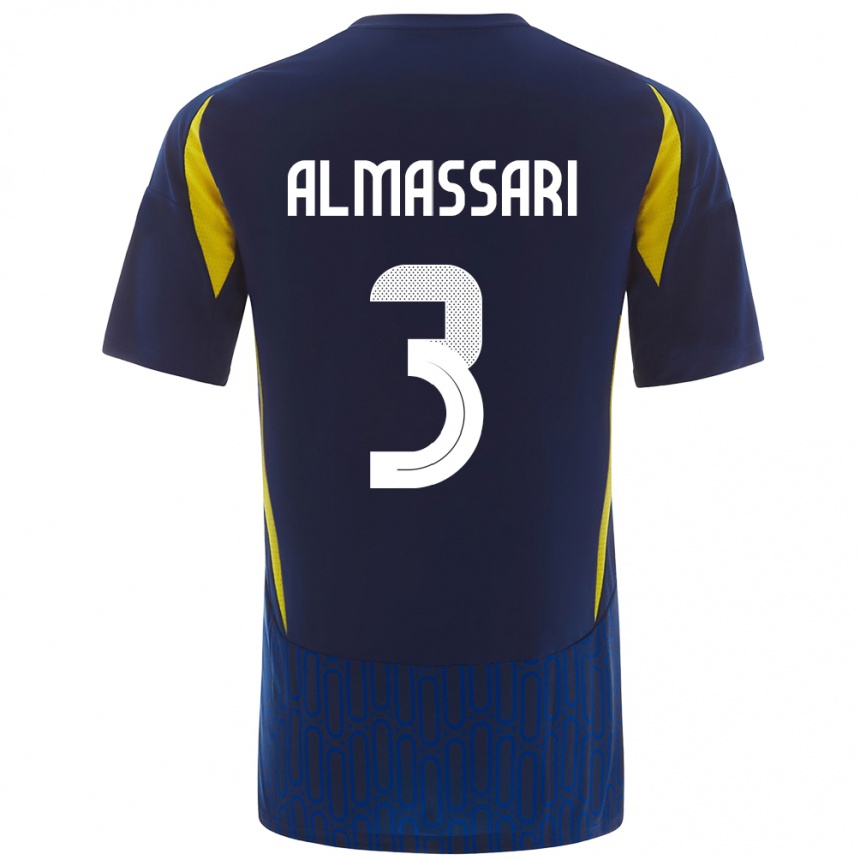 Kids Football Wadha Almassari #3 Blue Yellow Away Jersey 2024/25 T-Shirt Nz