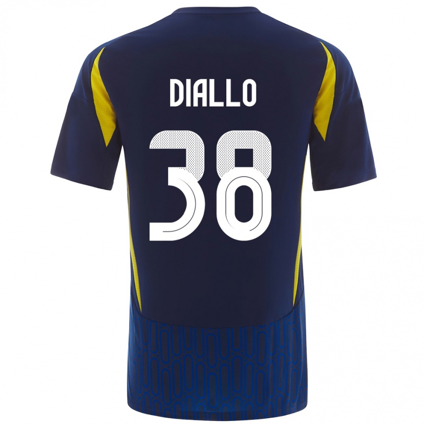 Kids Football Aminata Diallo #38 Blue Yellow Away Jersey 2024/25 T-Shirt Nz