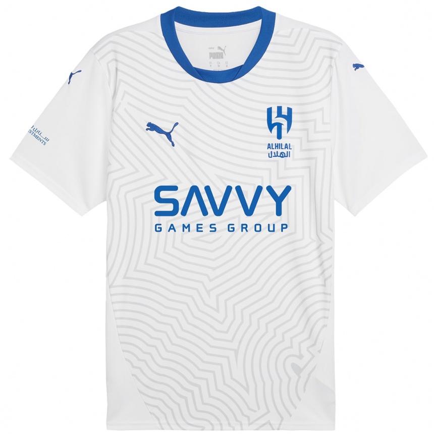 Kids Football Mohammed Al-Qahtani #15 White Blue Away Jersey 2024/25 T-Shirt Nz