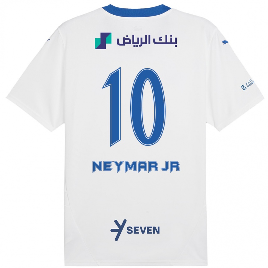 Kids Football Neymar #10 White Blue Away Jersey 2024/25 T-Shirt Nz