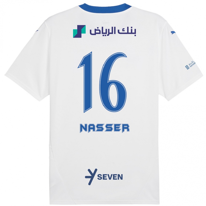 Kids Football Nasser Al-Dawsari #16 White Blue Away Jersey 2024/25 T-Shirt Nz