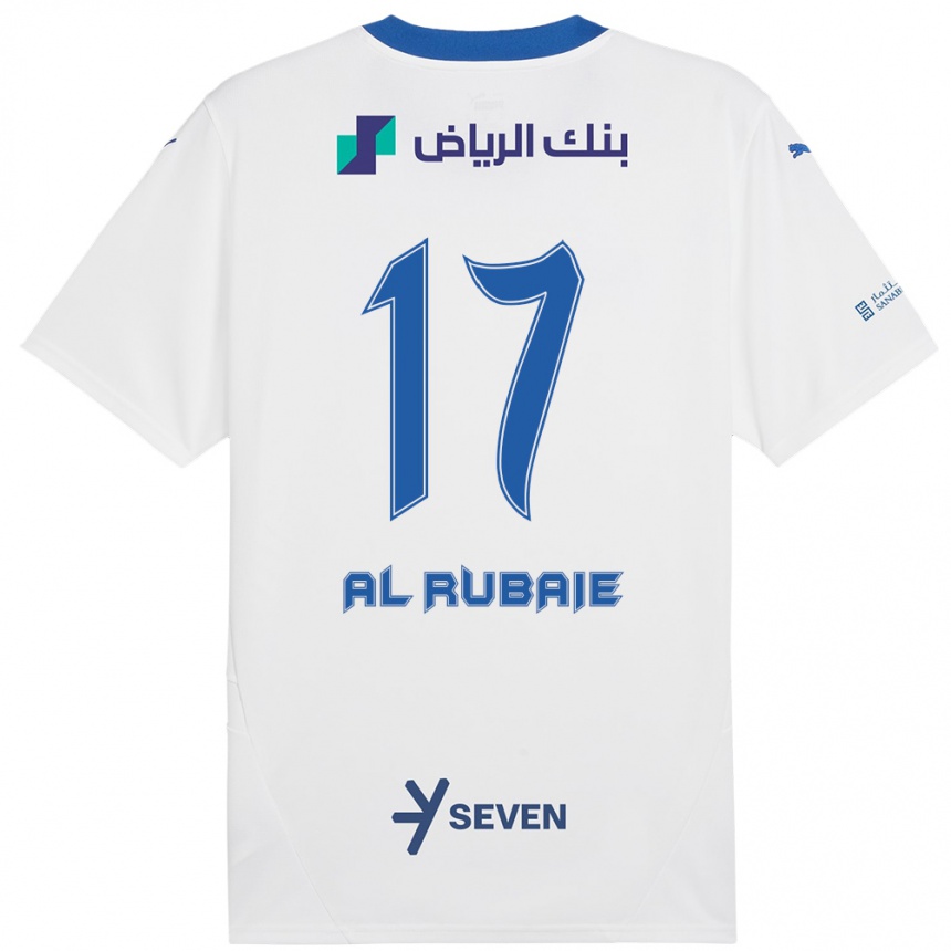 Kids Football Mohammed Al-Rubaie #17 White Blue Away Jersey 2024/25 T-Shirt Nz