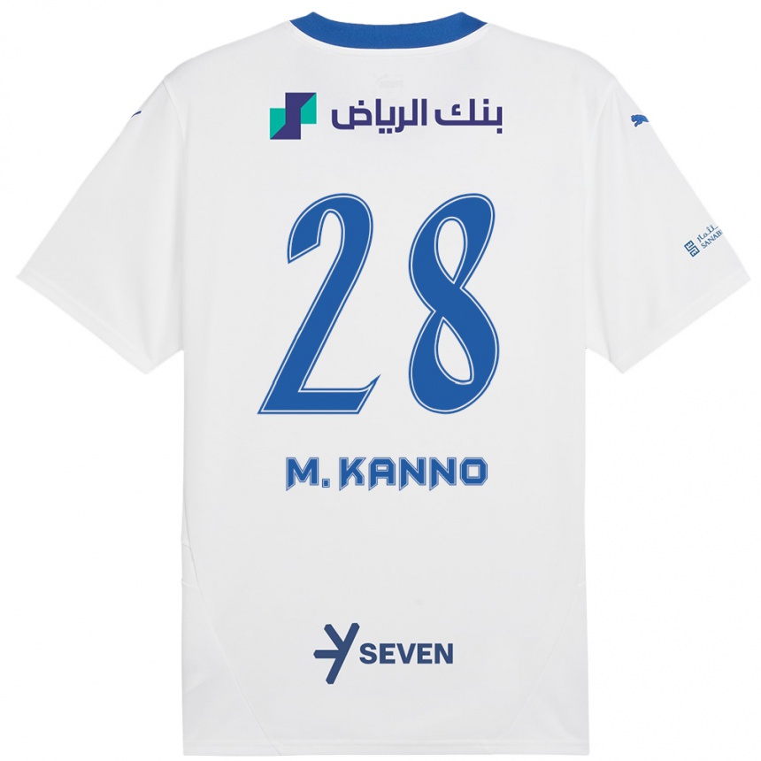 Kids Football Mohamed Kanno #28 White Blue Away Jersey 2024/25 T-Shirt Nz