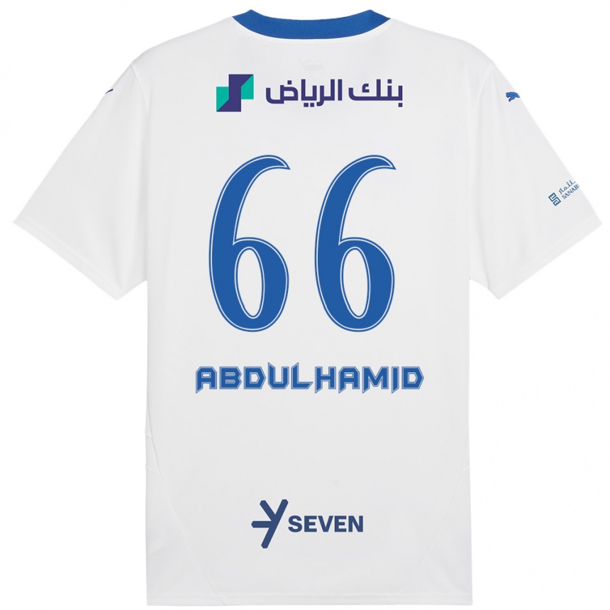 Kids Football Saud Abdulhamid #66 White Blue Away Jersey 2024/25 T-Shirt Nz