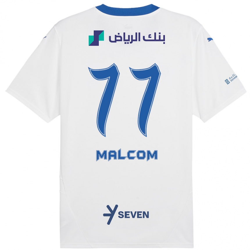 Kids Football Malcom #77 White Blue Away Jersey 2024/25 T-Shirt Nz