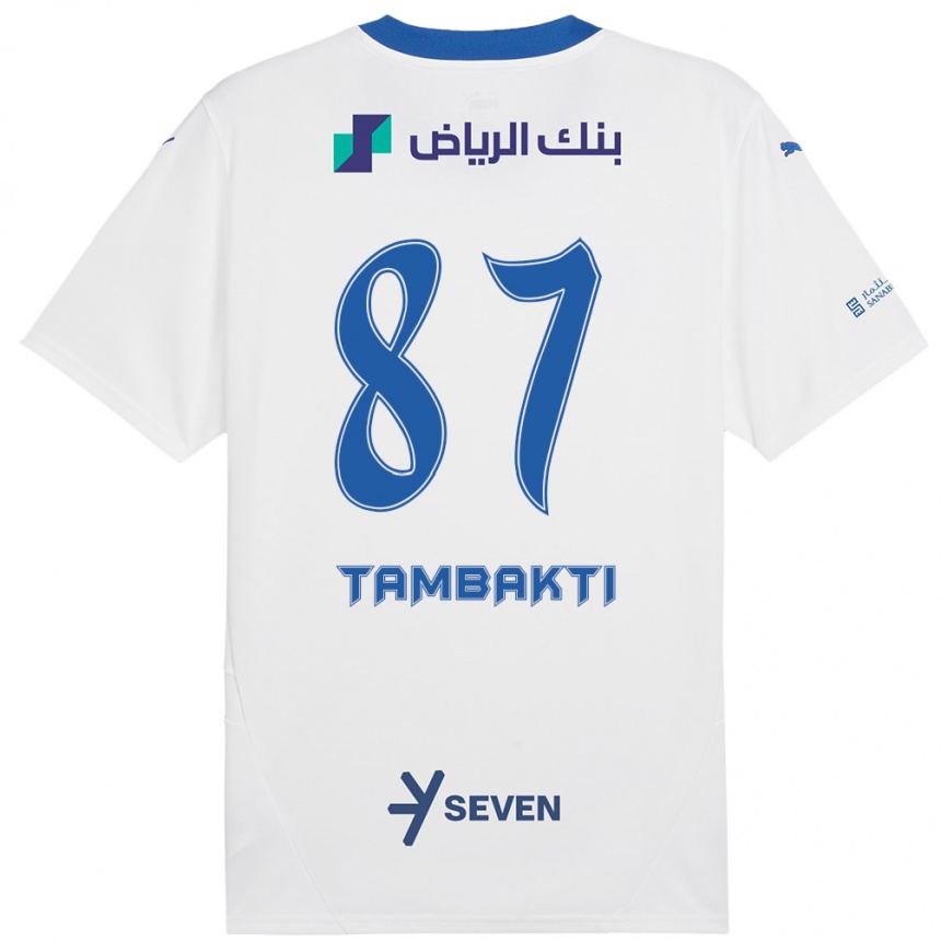 Kids Football Hassan Tambakti #87 White Blue Away Jersey 2024/25 T-Shirt Nz