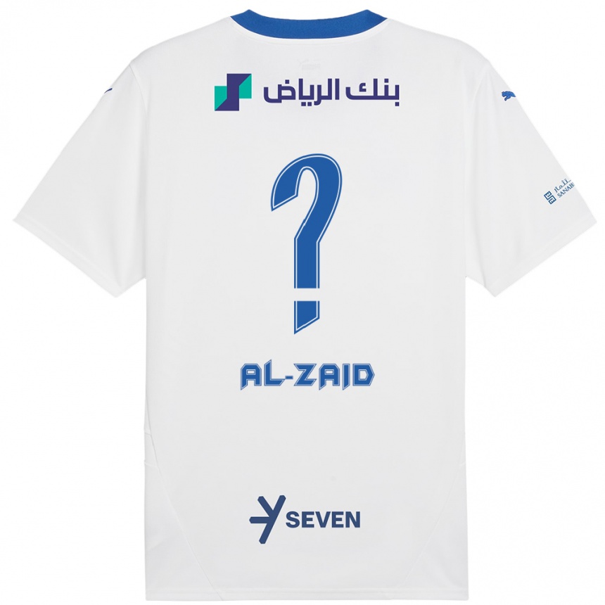 Kids Football Suhayb Al-Zaid #0 White Blue Away Jersey 2024/25 T-Shirt Nz