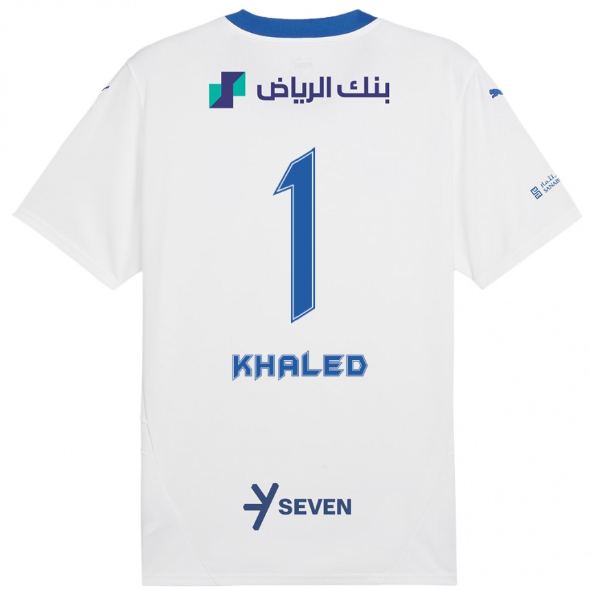 Kids Football Nawal Khaled #1 White Blue Away Jersey 2024/25 T-Shirt Nz