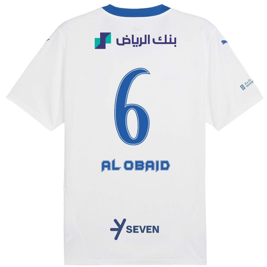 Kids Football Lulu Al-Obaid #6 White Blue Away Jersey 2024/25 T-Shirt Nz