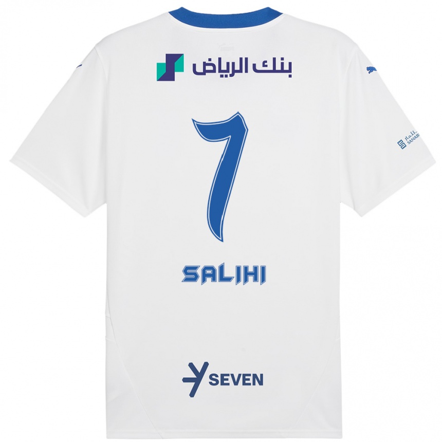 Kids Football Shokhan Salihi #7 White Blue Away Jersey 2024/25 T-Shirt Nz