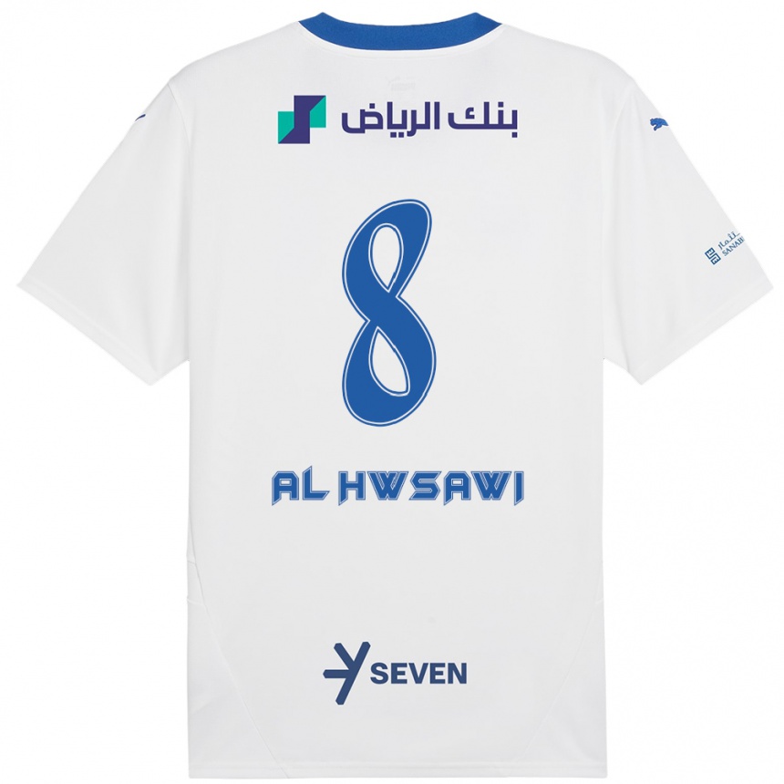 Kids Football Al Bandari Al-Hwsawi #8 White Blue Away Jersey 2024/25 T-Shirt Nz