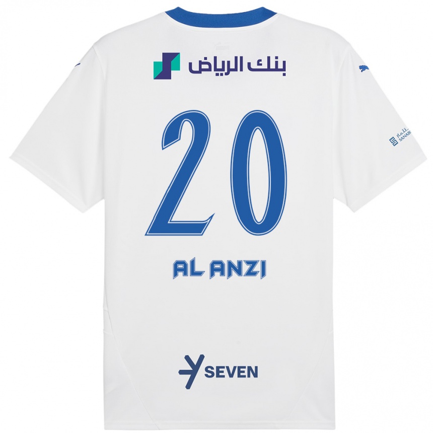 Kids Football Areej Al-Anzi #20 White Blue Away Jersey 2024/25 T-Shirt Nz