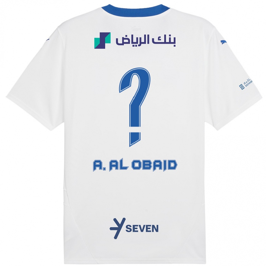 Kids Football Abdulrahman Al-Obaid #0 White Blue Away Jersey 2024/25 T-Shirt Nz