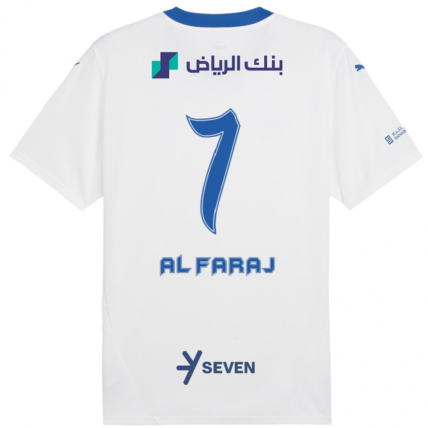 Kids Football Salman Al-Faraj #7 White Blue Away Jersey 2024/25 T-Shirt Nz