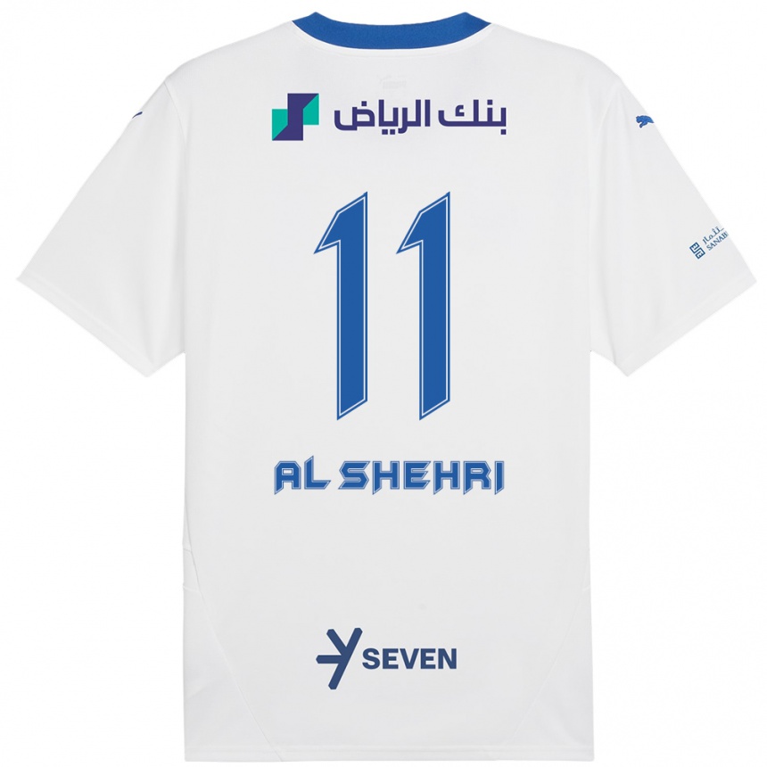 Kids Football Saleh Al-Shehri #11 White Blue Away Jersey 2024/25 T-Shirt Nz