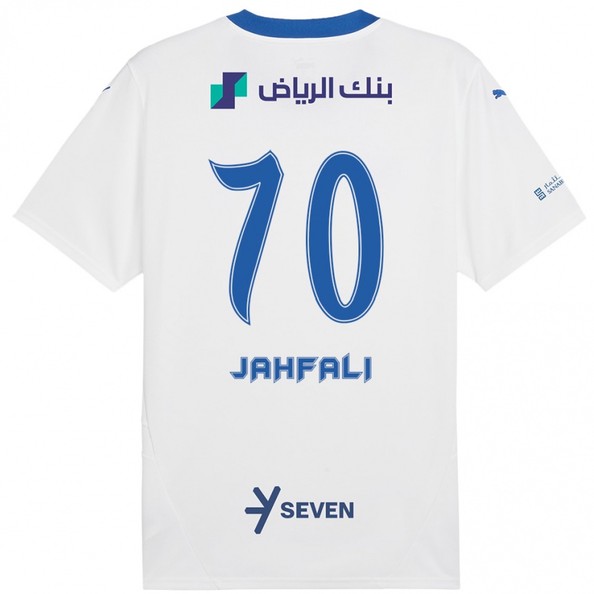 Kids Football Mohammed Jahfali #70 White Blue Away Jersey 2024/25 T-Shirt Nz