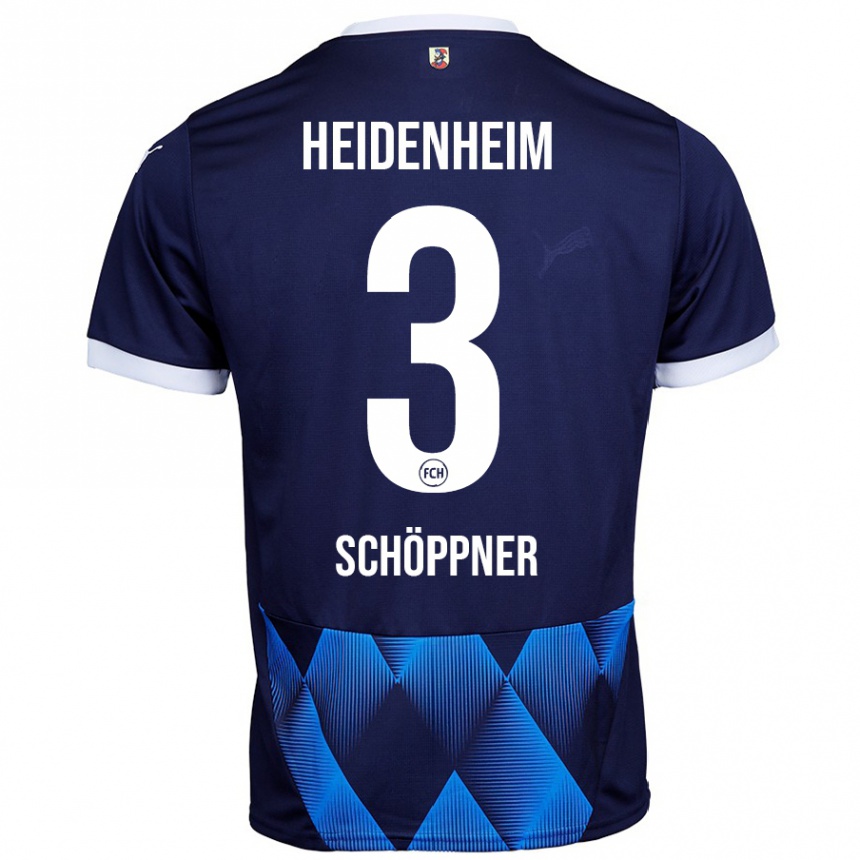 Kids Football Jan Schöppner #3 Dark Navy Blue Away Jersey 2024/25 T-Shirt Nz