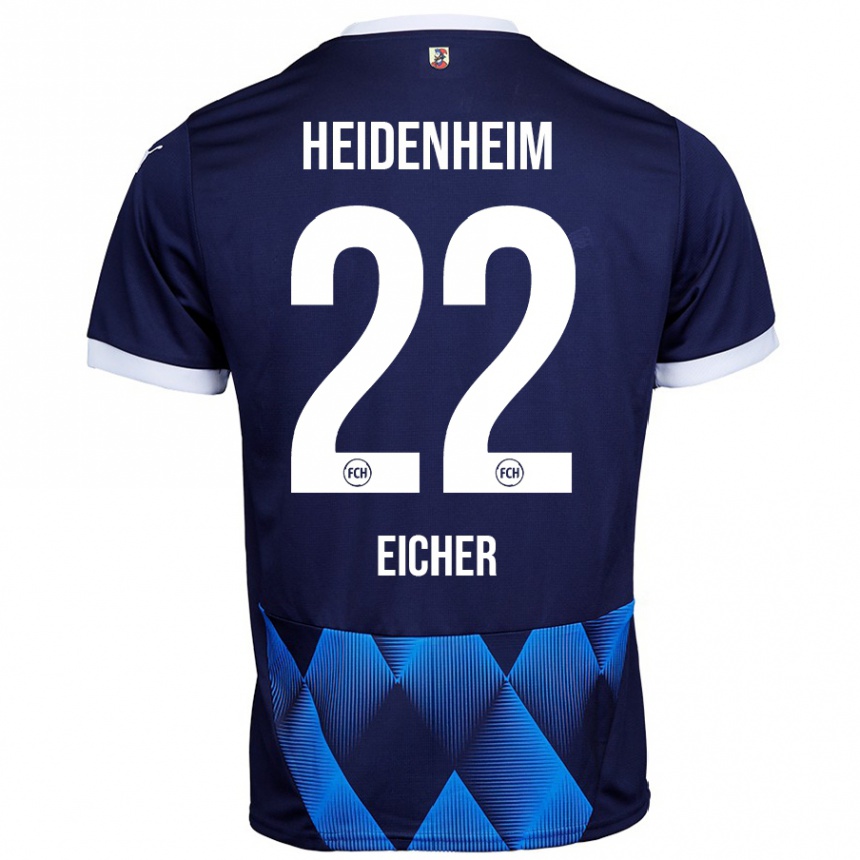 Kids Football Vitus Eicher #22 Dark Navy Blue Away Jersey 2024/25 T-Shirt Nz