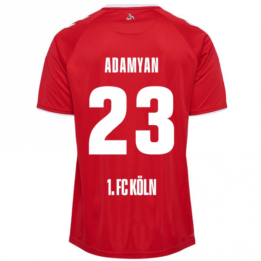 Kids Football Sargis Adamyan #23 Red White Away Jersey 2024/25 T-Shirt Nz