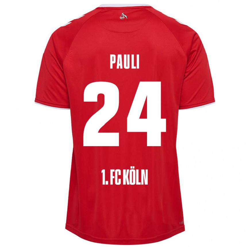 Kids Football Julian Pauli #24 Red White Away Jersey 2024/25 T-Shirt Nz