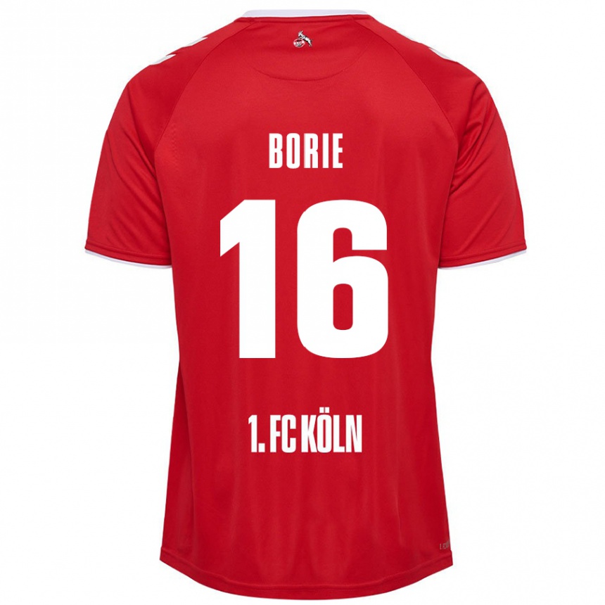 Kids Football Etienne Borie #16 Red White Away Jersey 2024/25 T-Shirt Nz