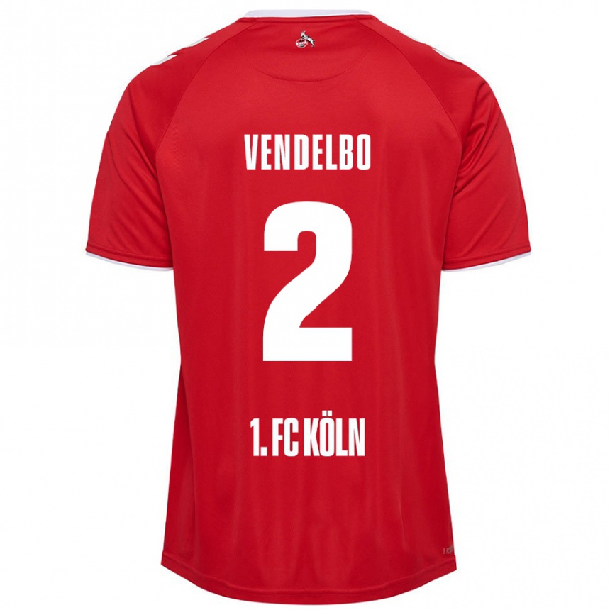 Kids Football Sofie Vendelbo #2 Red White Away Jersey 2024/25 T-Shirt Nz