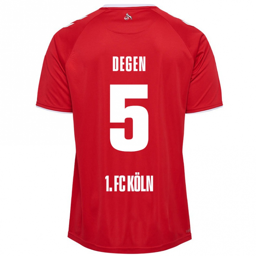 Kids Football Celina Degen #5 Red White Away Jersey 2024/25 T-Shirt Nz