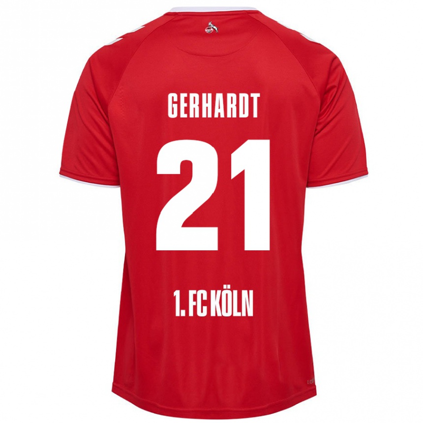 Kids Football Anna Gerhardt #21 Red White Away Jersey 2024/25 T-Shirt Nz