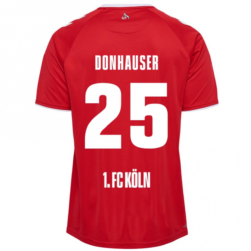 Kids Football Laura Donhauser #25 Red White Away Jersey 2024/25 T-Shirt Nz