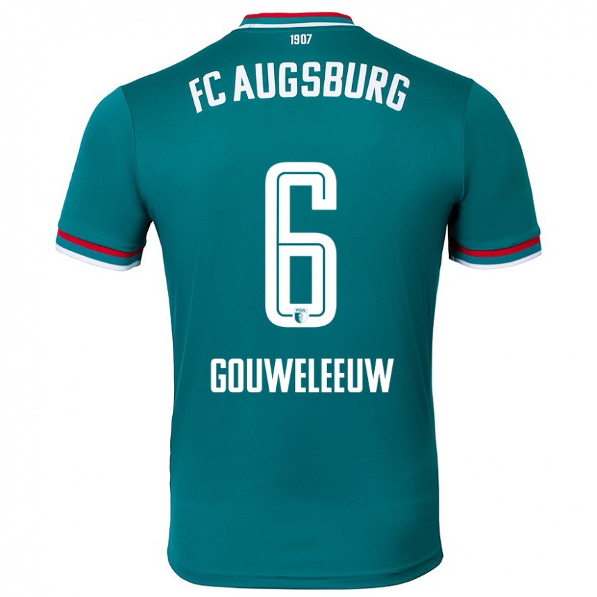 Kids Football Jeffrey Gouweleeuw #6 Dark Green Away Jersey 2024/25 T-Shirt Nz