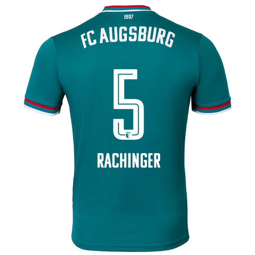 Kids Football Lorenz Rachinger #5 Dark Green Away Jersey 2024/25 T-Shirt Nz